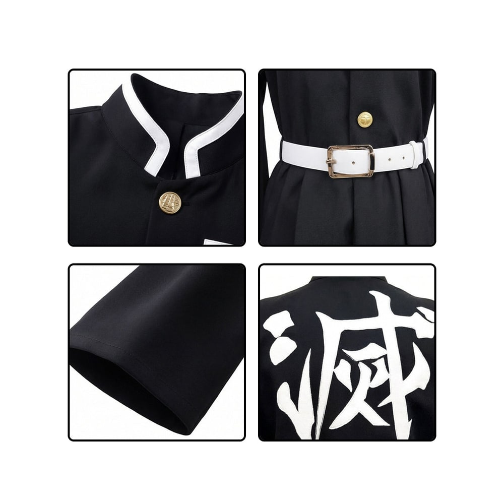Kids Anime Cosplay Costume High Collar Jacket Wide Leg Pants Gold Buttons Halloween