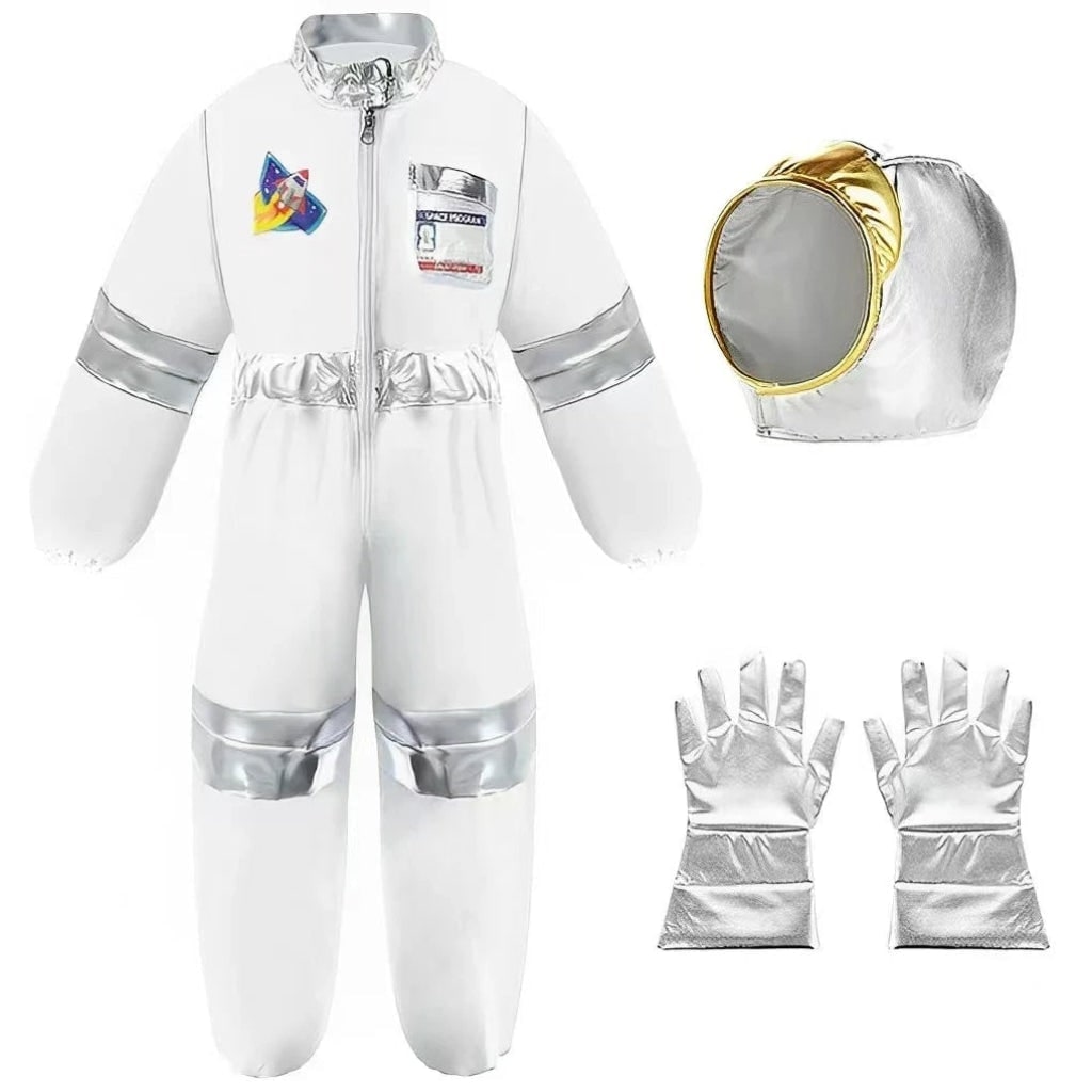 Kids Astronaut Costume Suit with Helmet and Gloves Space Explorer Role Play Halloween