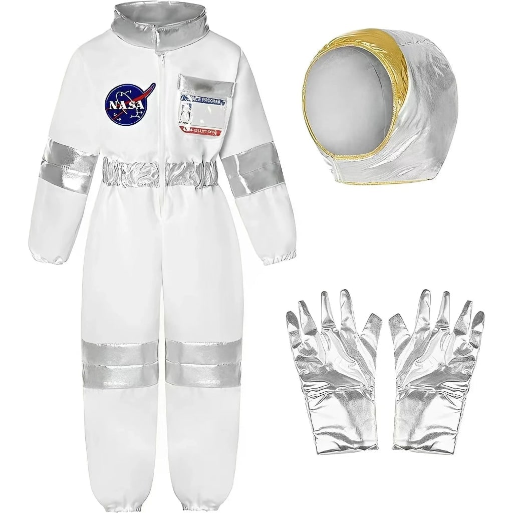 Kids Astronaut Costume Suit with Helmet and Gloves Space Explorer Role Play Halloween
