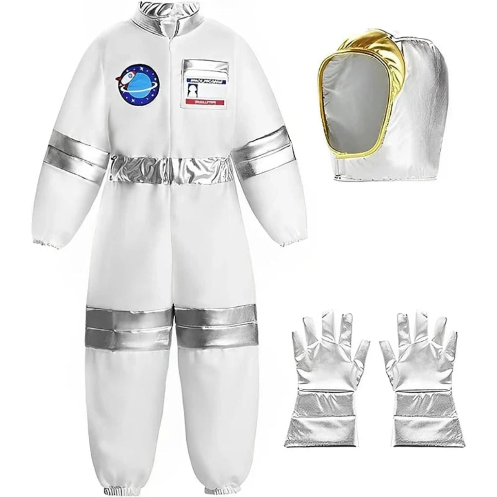 Kids Astronaut Costume Suit with Helmet and Gloves Space Explorer Role Play Halloween