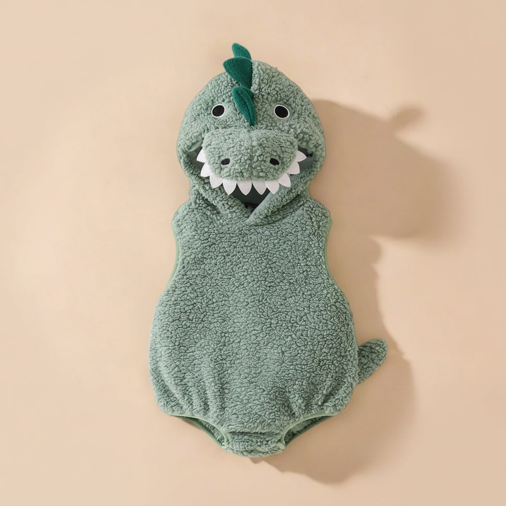 Kids Baby Dinosaur Costume Hooded Romper Spikes Tail Toddler T-Rex Halloween