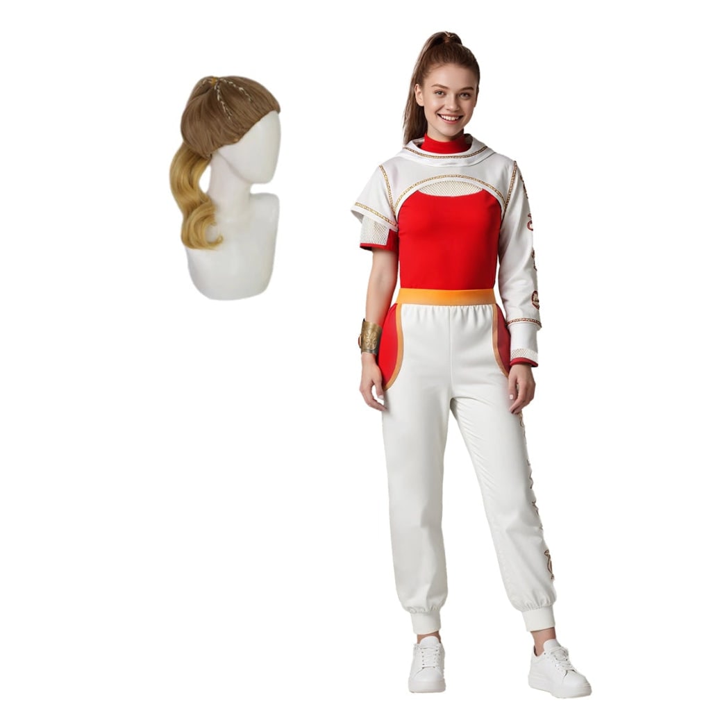 Kids Cosplay Costume Jumpsuit Asymmetrical Sleeves Gold Wrist Cuff Blonde Halloween