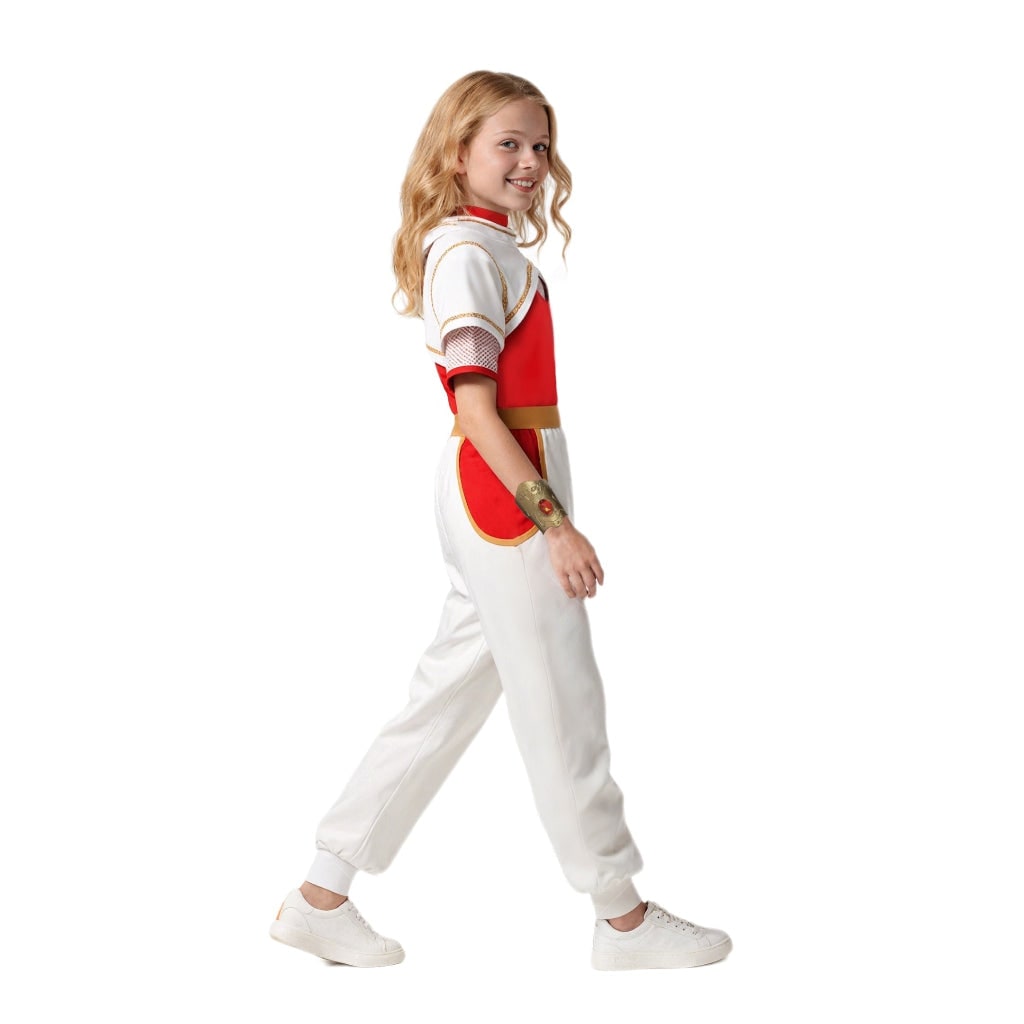 Kids Cosplay Costume Jumpsuit Asymmetrical Sleeves Gold Wrist Cuff Blonde Halloween