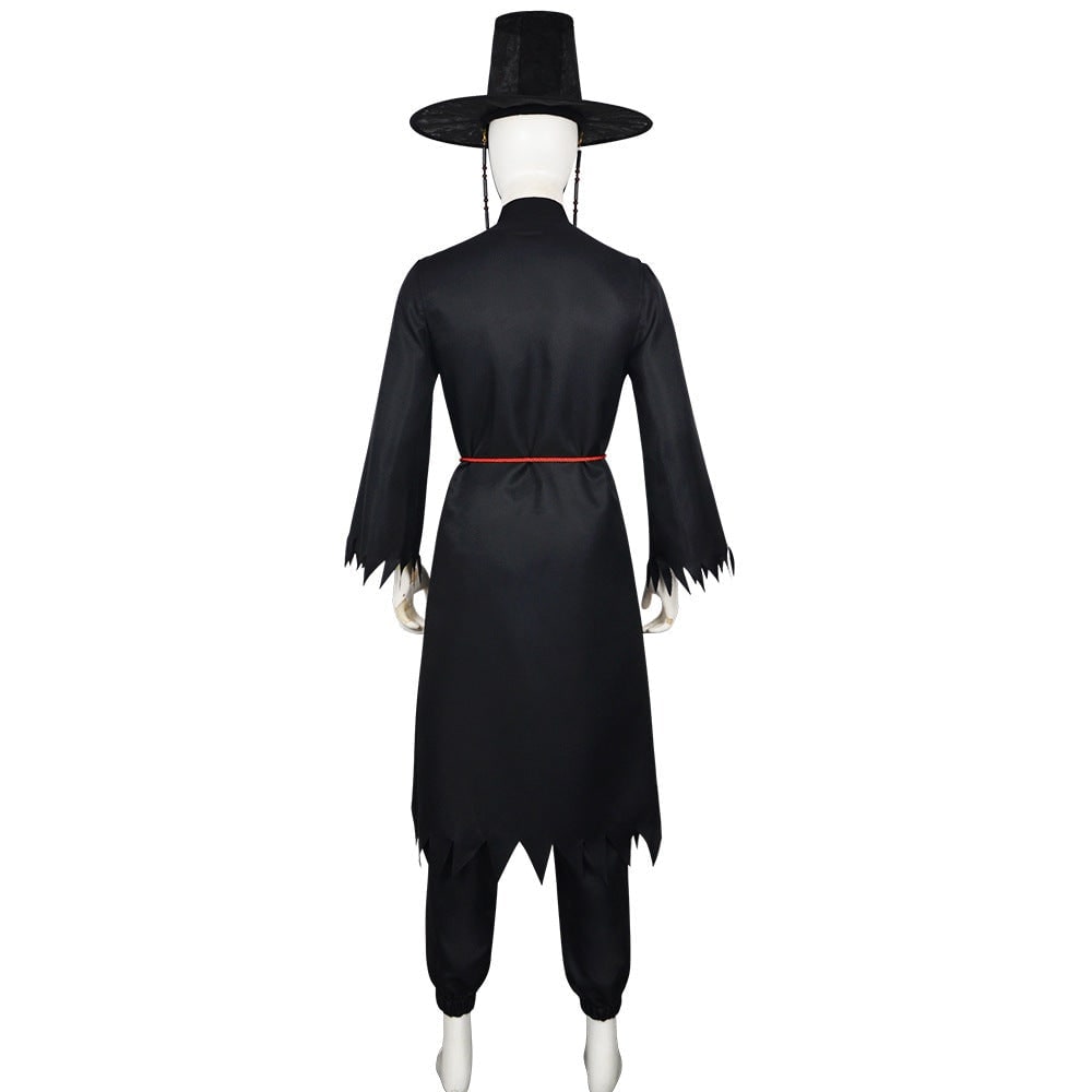 Kids Korean Hanbok Costume with Hat and Silver Chain Halloween Cosplay