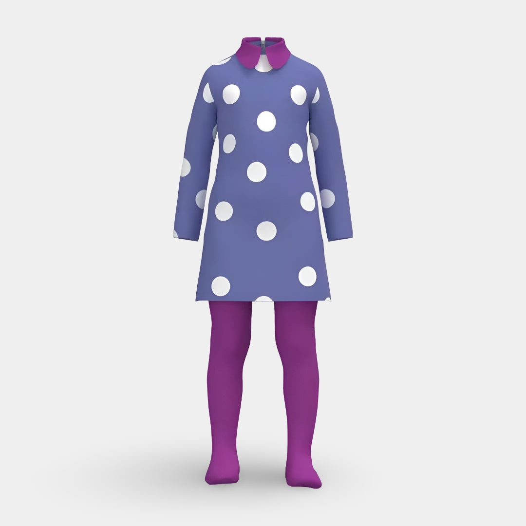 Kids Polka Dot Dress Cosplay Costume with Tights Halloween Themed Party