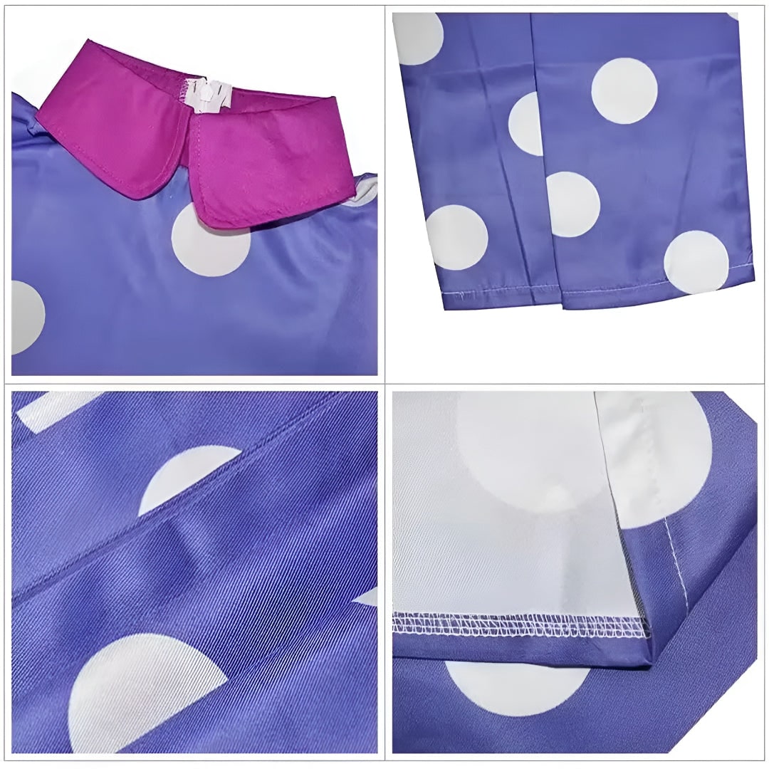 Kids Polka Dot Dress Cosplay Costume with Tights Halloween Themed Party