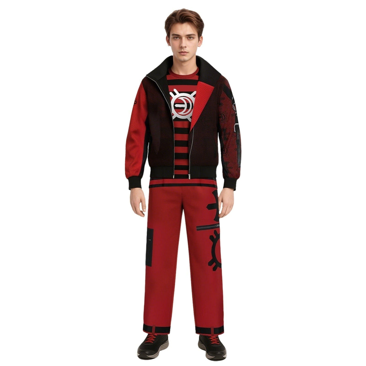 Kids Vampire Cosplay Costume Set High Collar Jacket Striped Tee Halloween