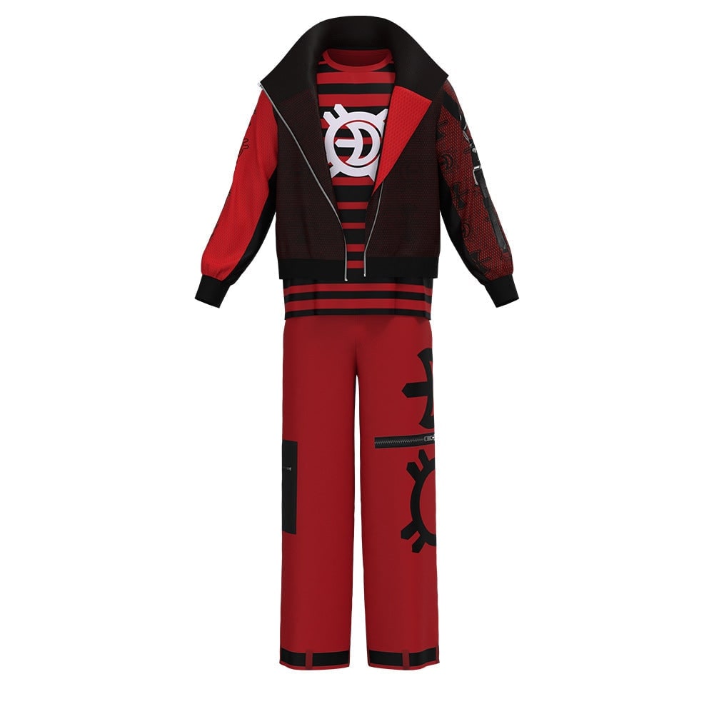 Kids Vampire Cosplay Costume Set High Collar Jacket Striped Tee Halloween
