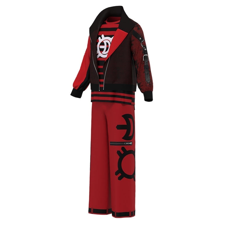 Kids Vampire Cosplay Costume Set High Collar Jacket Striped Tee Halloween