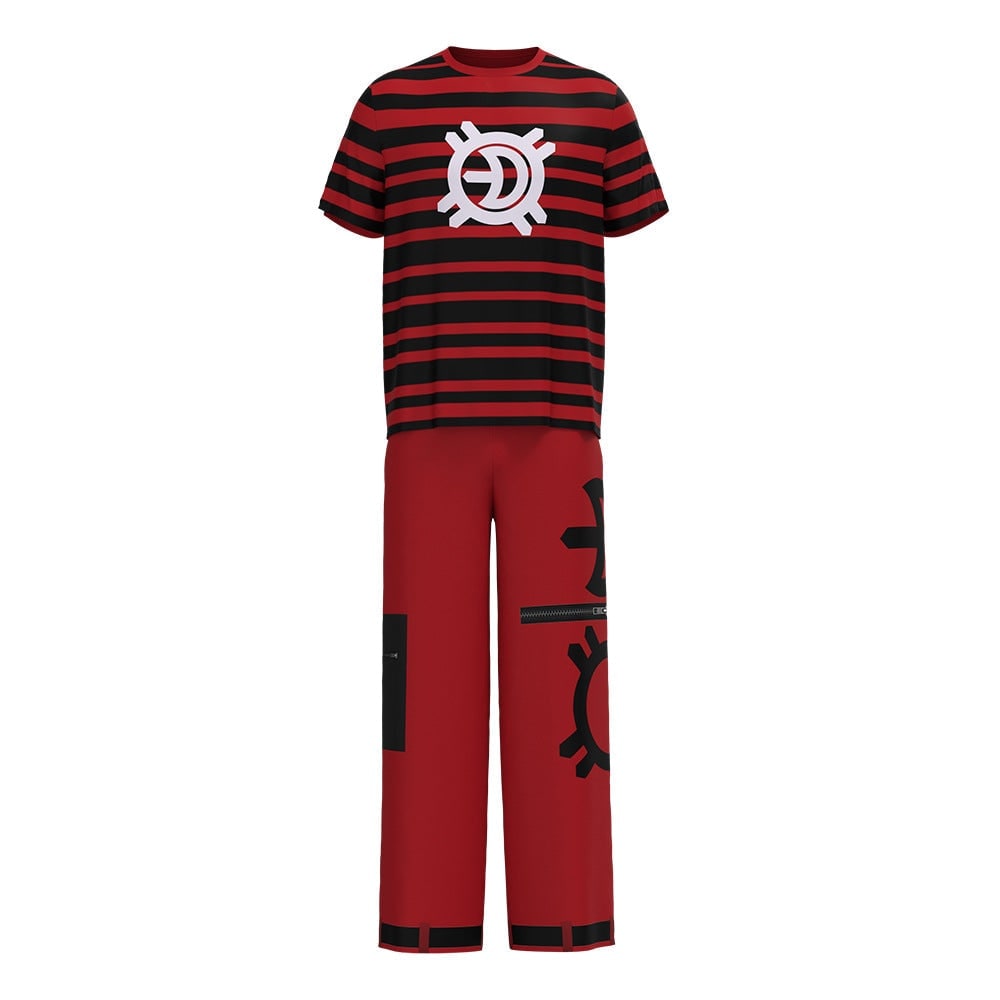 Kids Vampire Cosplay Costume Set High Collar Jacket Striped Tee Halloween