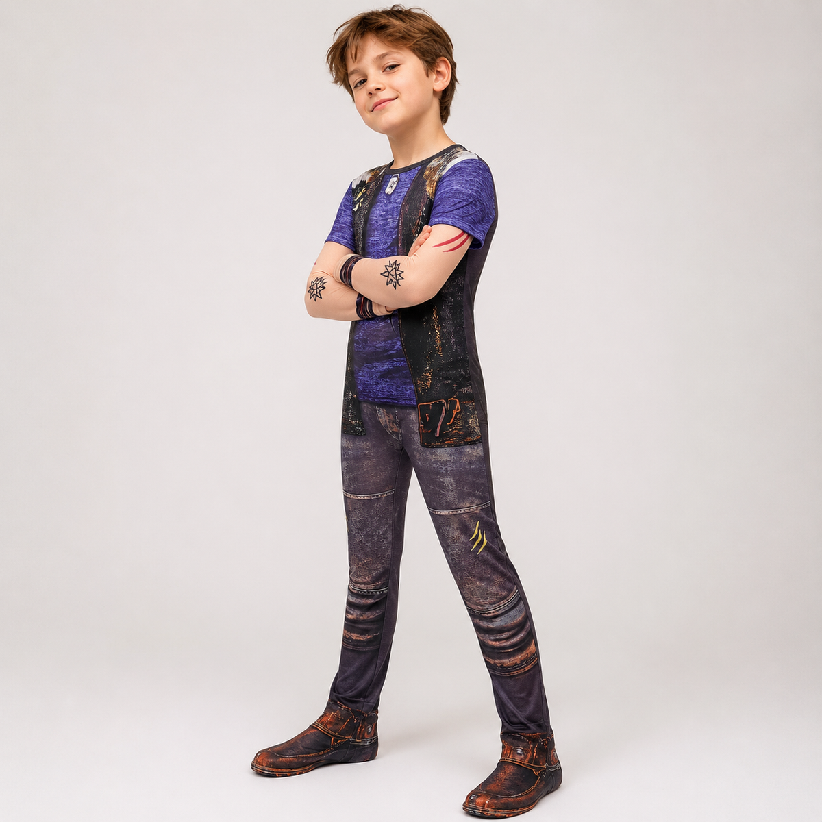 Kids Witch Costume Zip Up Printed Design Funny Halloween Character