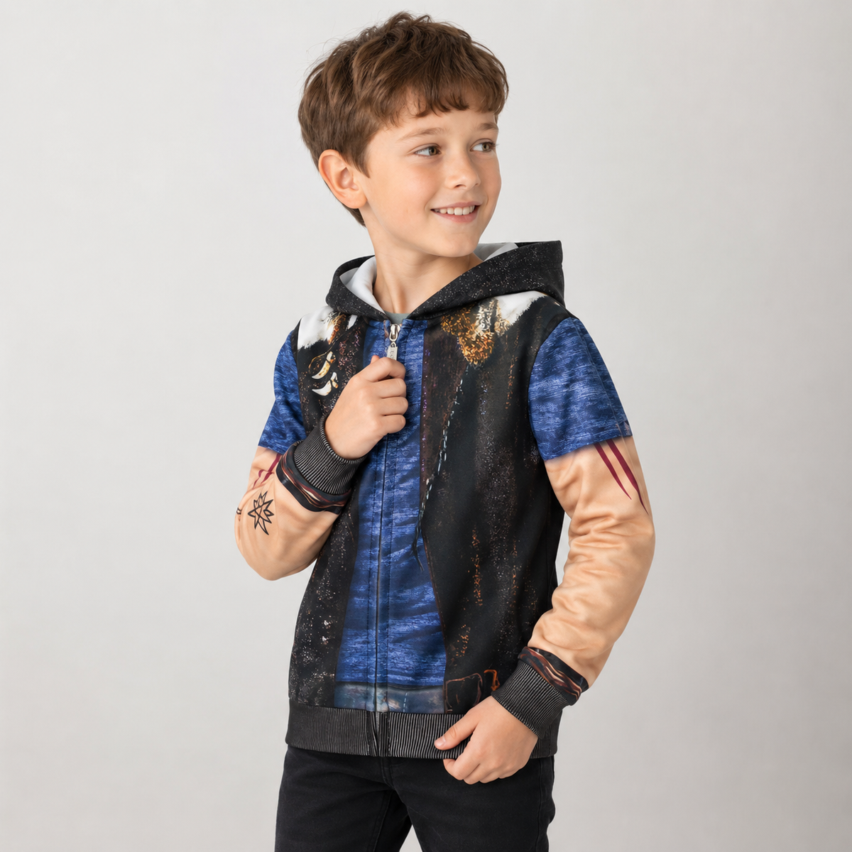 Kids Witch Costume Zip Up Printed Design Funny Halloween Character