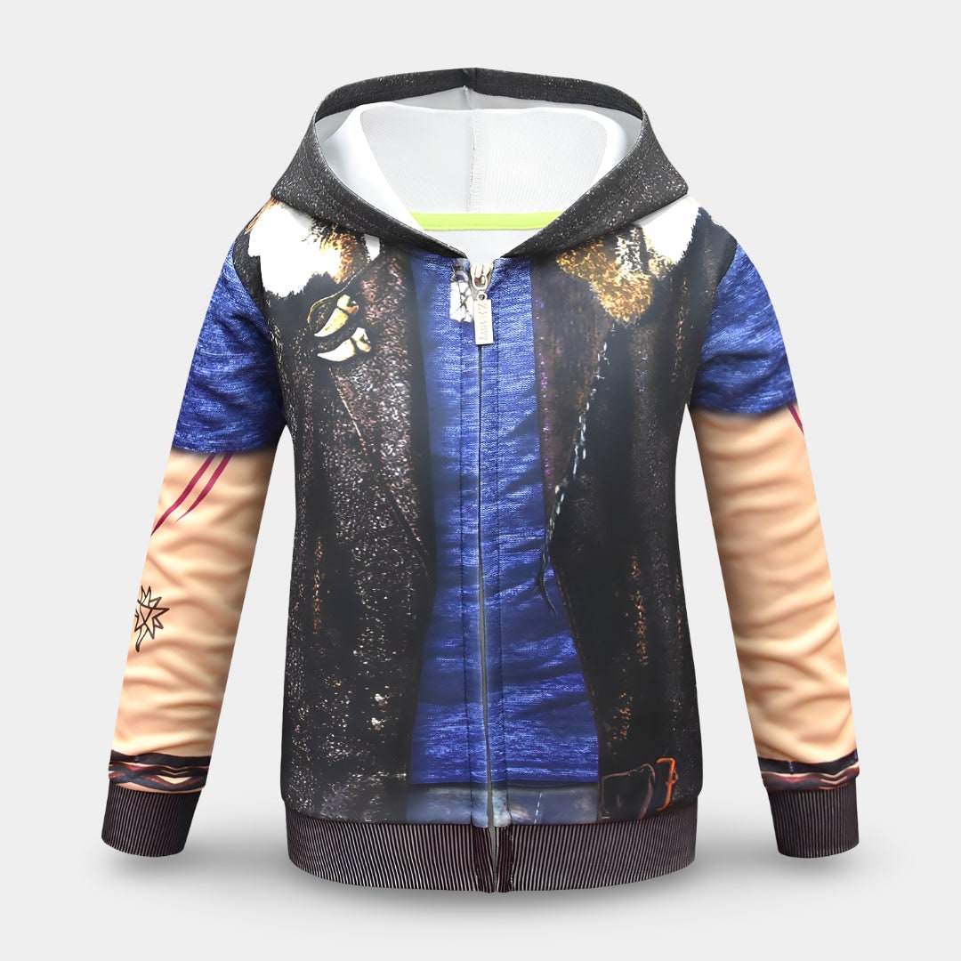 Kids Witch Costume Zip Up Printed Design Funny Halloween Character