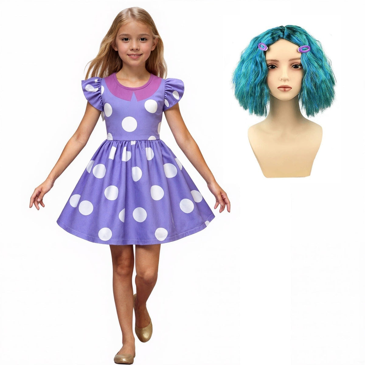 Kids Princess Polka Dot Ruffle Dress Costume Pirate Halloween