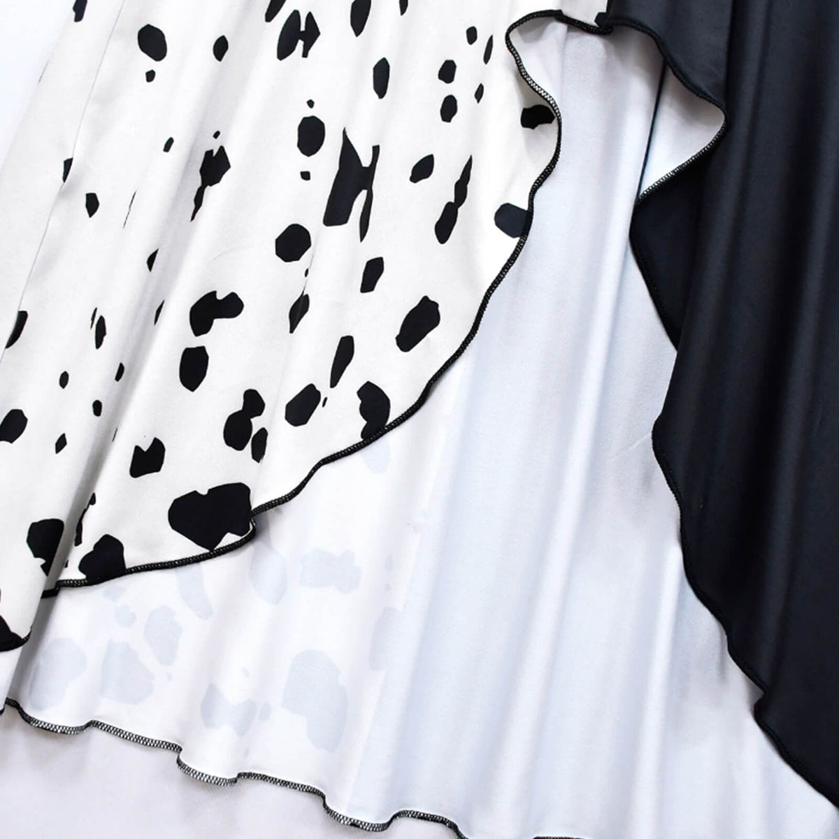 Kids Cruella De Vil Costume Split Black and White Dress with Cape Halloween