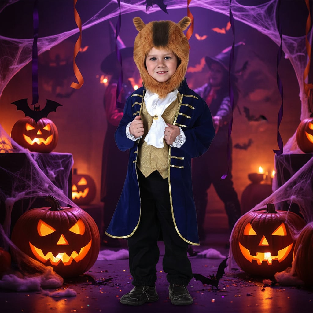 Kids Animal Costume Dinosaur Pirate Vampire with Plush Hood and Mittens Halloween