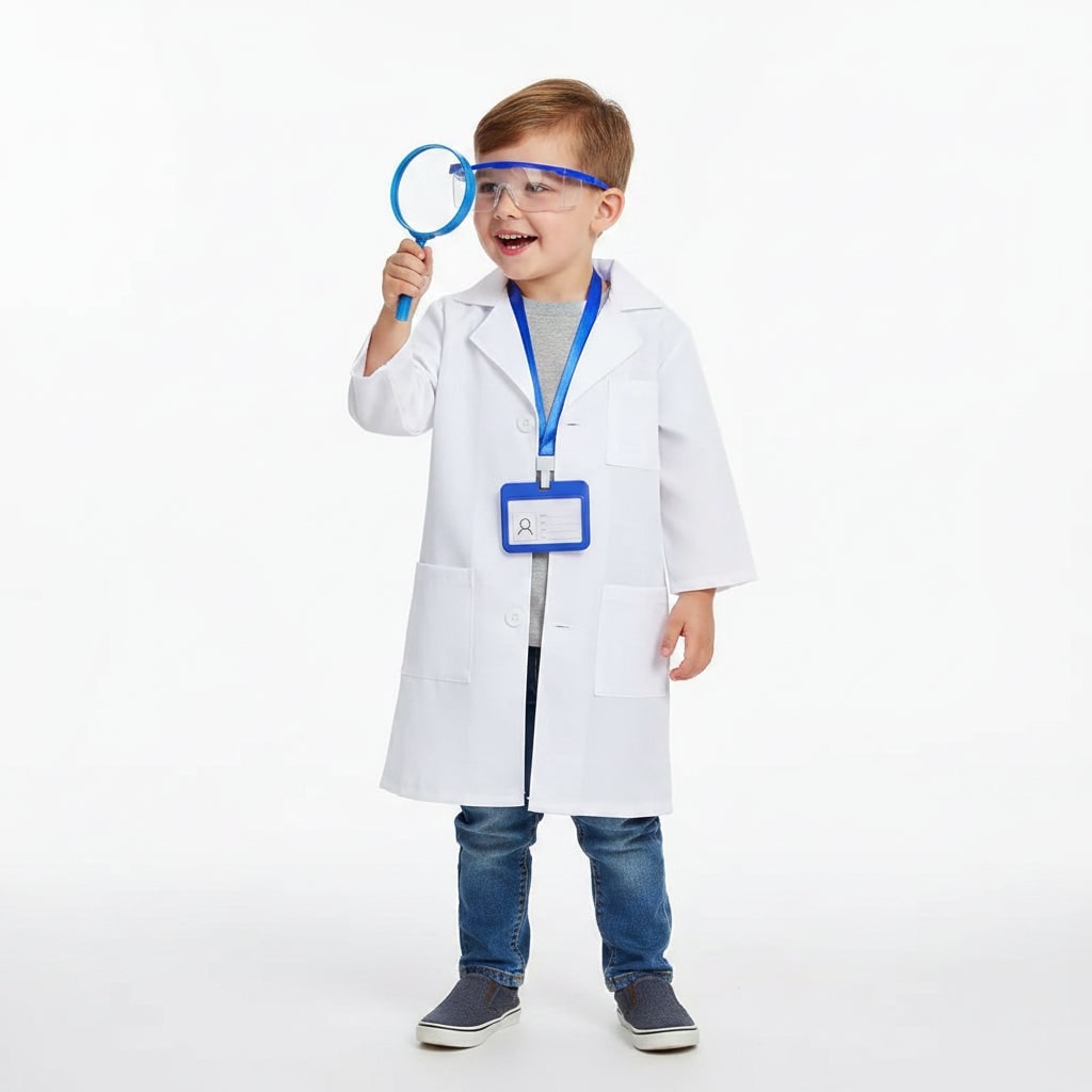 Kids Doctor Costume Medical White Lab Coat Set Halloween Childs