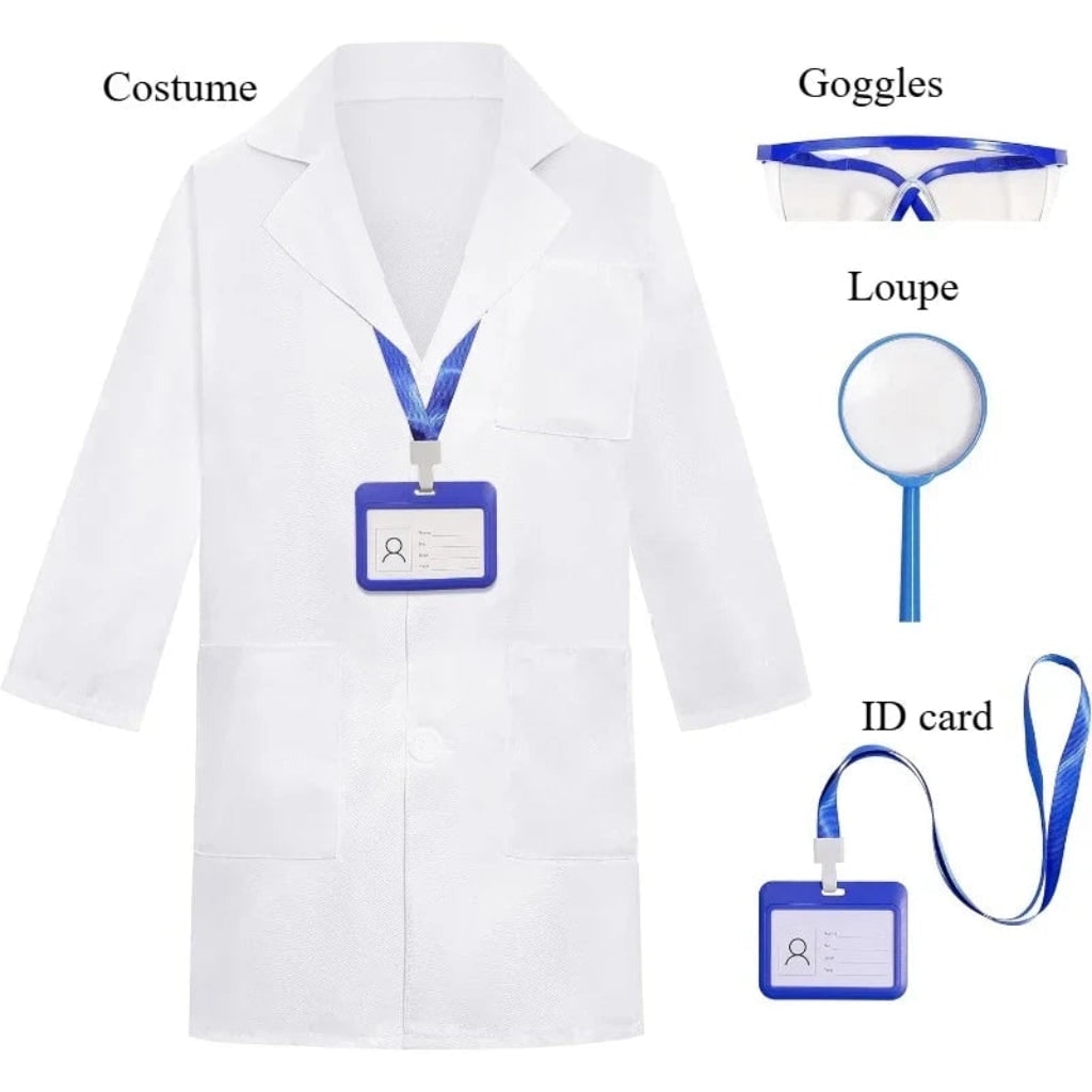 Kids Doctor Costume Medical White Lab Coat Set Halloween Childs