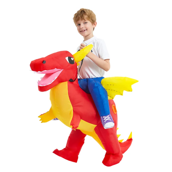 Kids Ride On Inflatable Dinosaur Costume Suit with Built In Fan Halloween