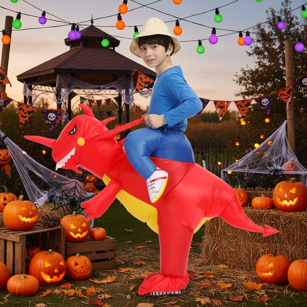 Kids Blow Up Dinosaur Costume Step In Suit with Battery Fan Halloween