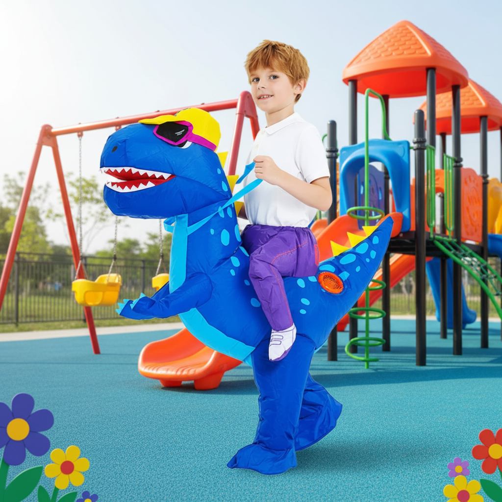 Kids Inflatable Dinosaur Costume Step In Suit with Battery Fan Halloween Party
