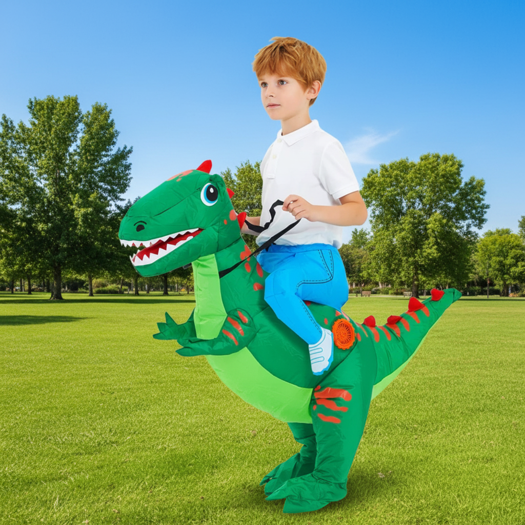 Kids Inflatable Dinosaur Costume Step In Suit with Battery Fan Halloween Party