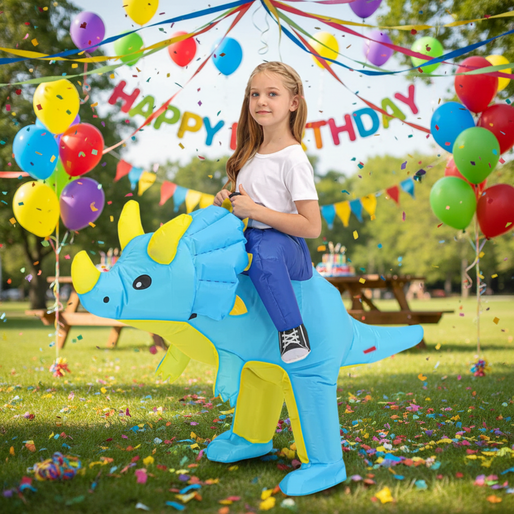 Kids Inflatable Dinosaur Costume Step In Suit with Battery Fan Halloween Party