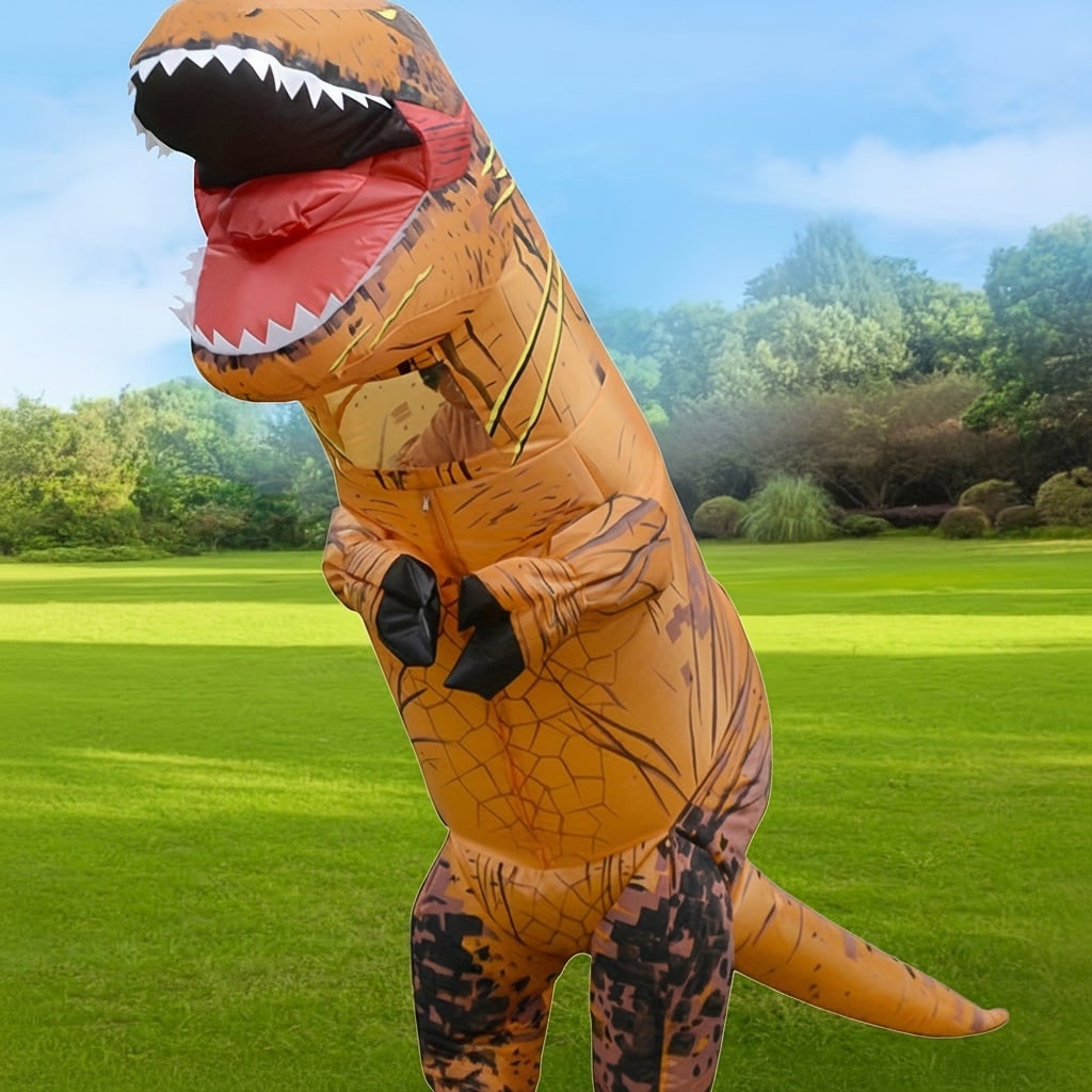 Kids Inflatable T-Rex Costume with Built In Fan and Crackle Print Halloween