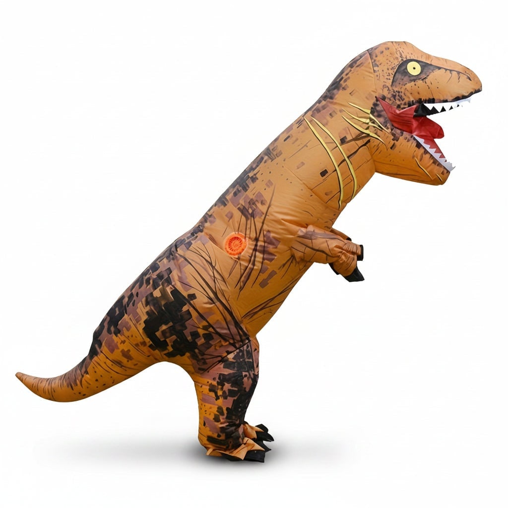 Kids Inflatable T-Rex Costume with Built In Fan and Crackle Print Halloween