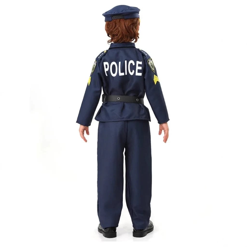 Kids Police Officer Costume with Hat Accessories and Toy Handcuffs Halloween