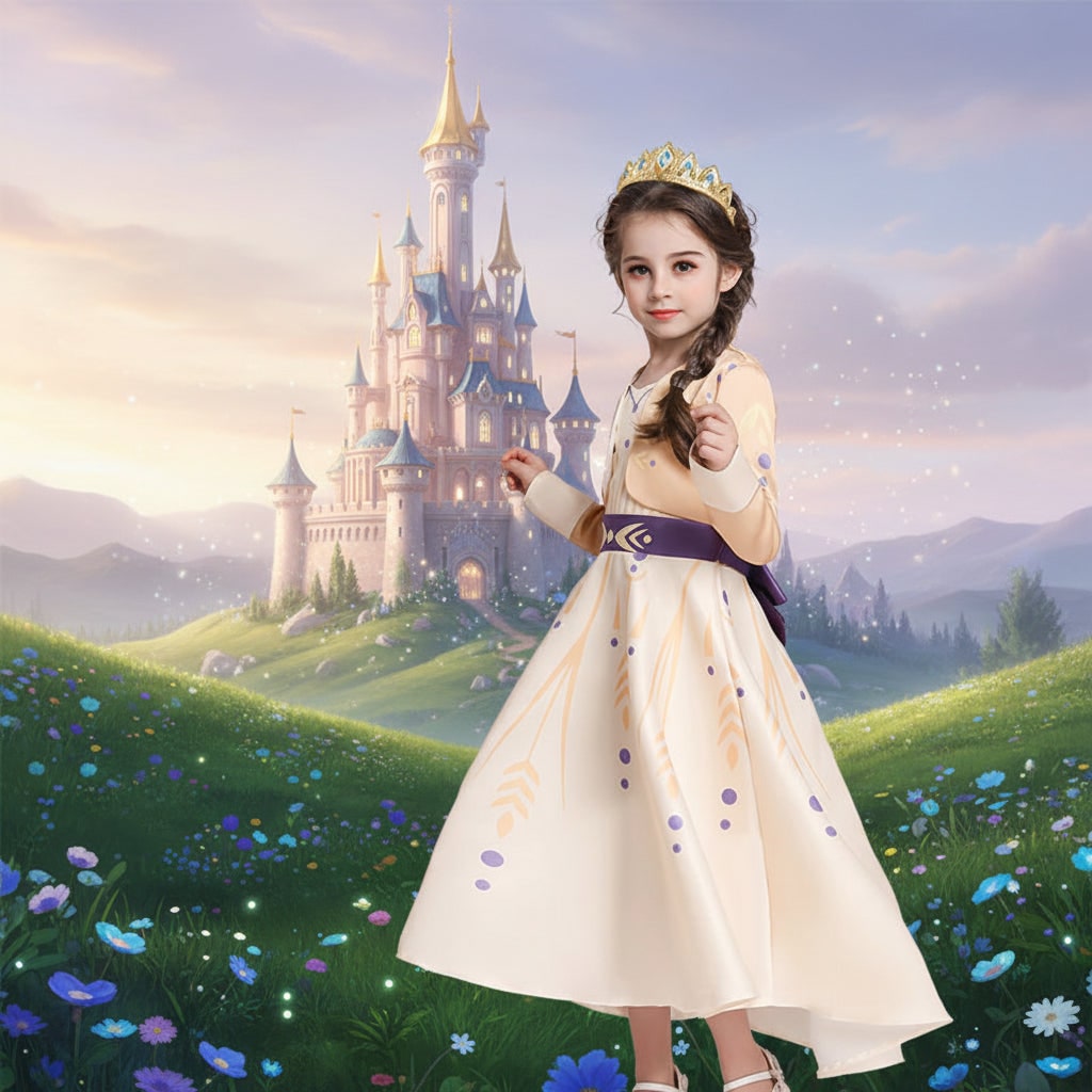 Kids Princess Costume Dress Up with Tiara and Scepter Halloween