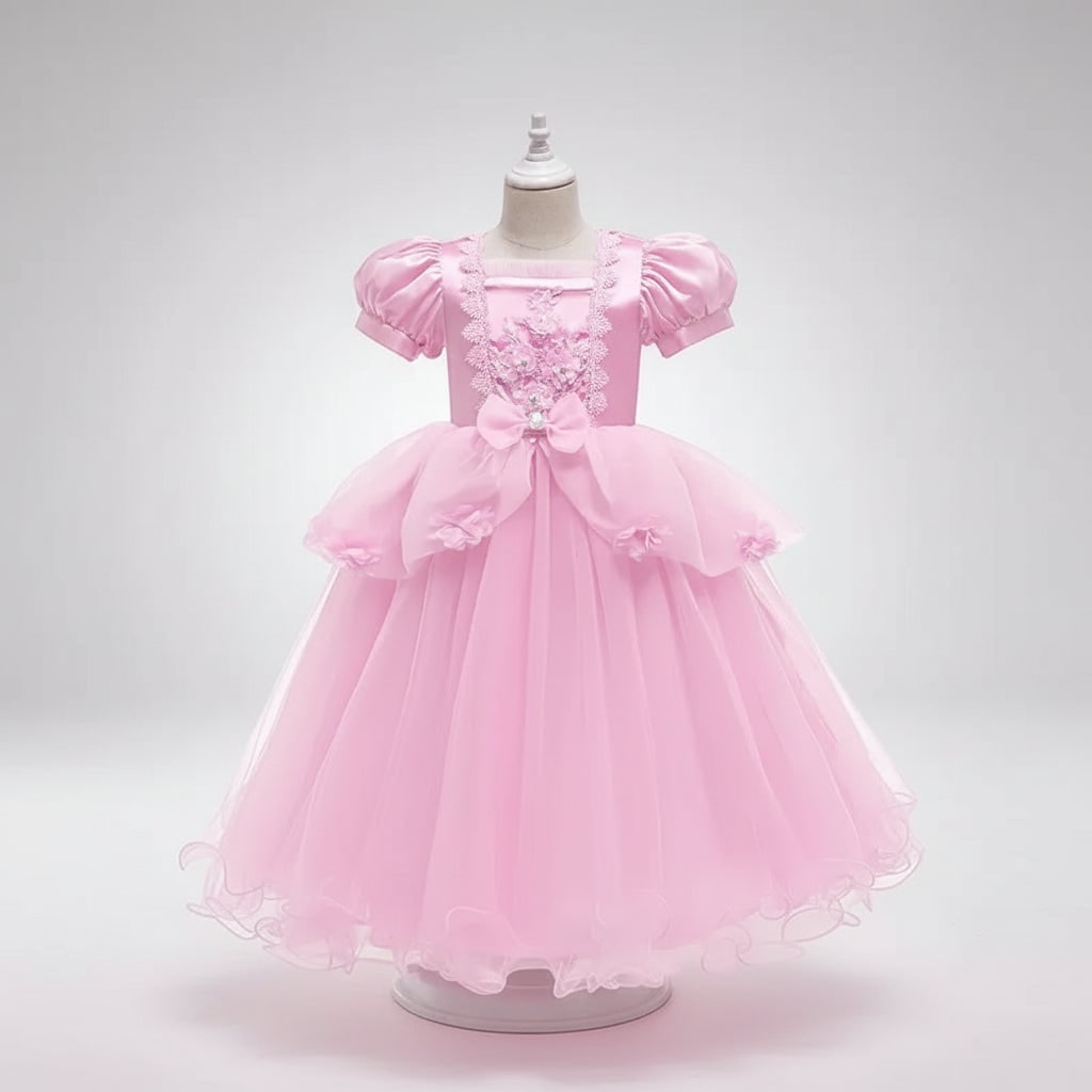 Kids Princess Costume Dress with Tiara Wand and Accessories Set Halloween