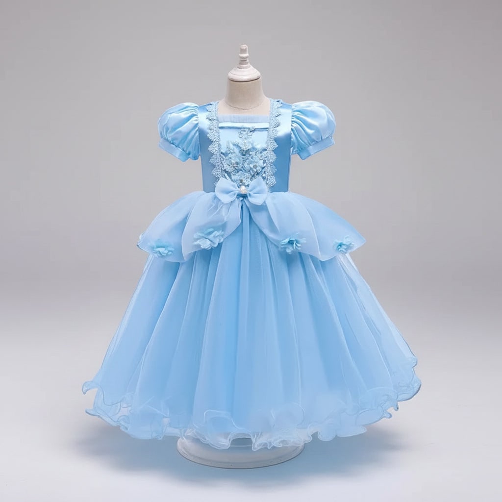 Kids Princess Costume Dress with Tiara Wand and Accessories Set Halloween