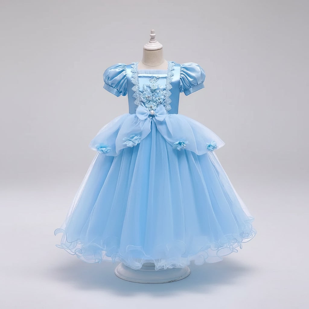 Kids Princess Costume Dress with Tiara Wand and Accessories Set Halloween