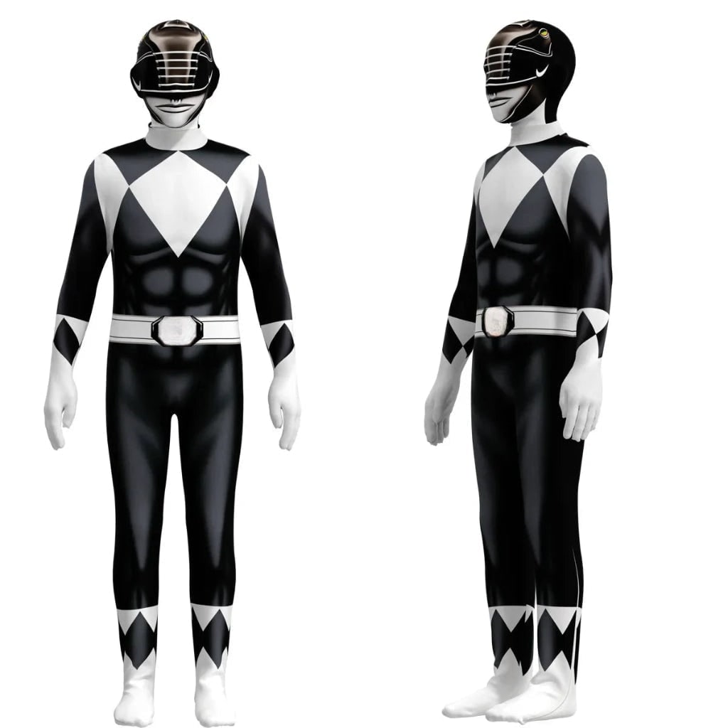 Kids Superhero Bodysuit Costume Muscle Print Full Hood Halloween