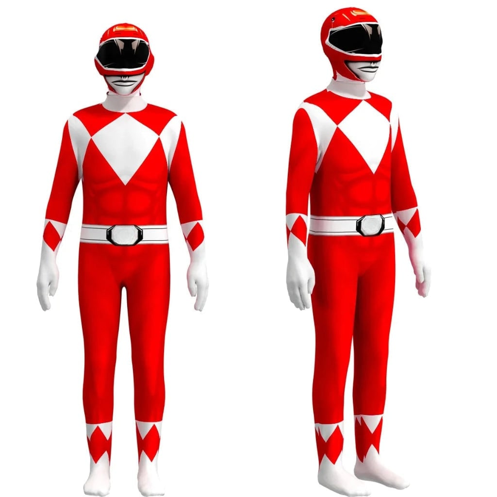 Kids Superhero Bodysuit Costume Muscle Print Full Hood Halloween