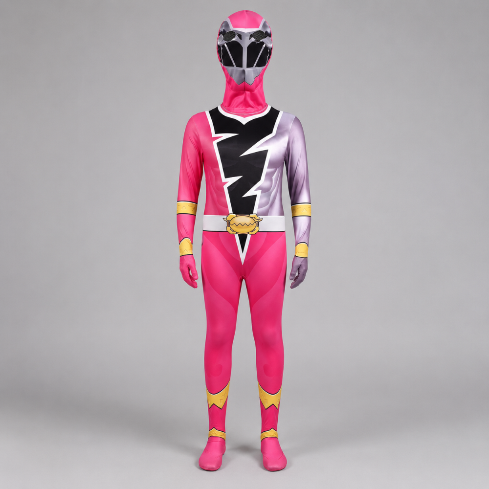 Kids Superhero Costume Jumpsuit with Lightning Bolt Chest Halloween Dress Up