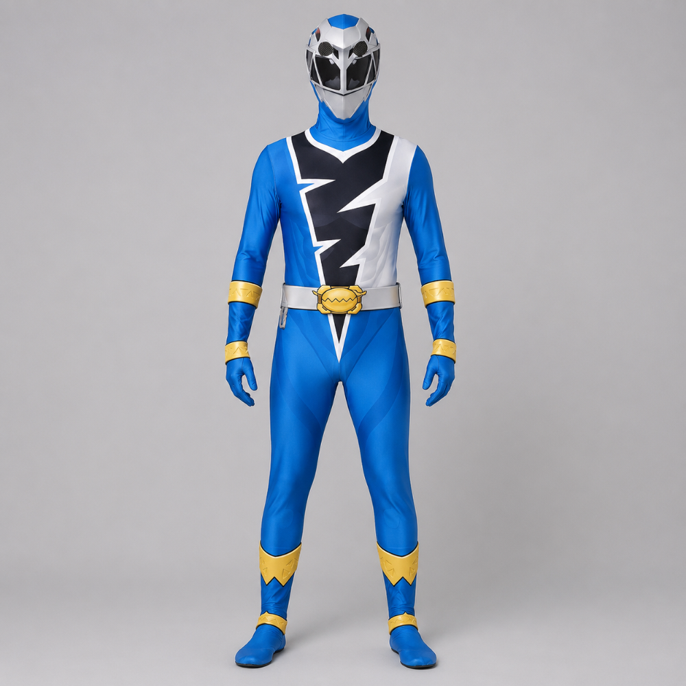 Kids Superhero Costume Jumpsuit with Lightning Bolt Chest Halloween Dress Up