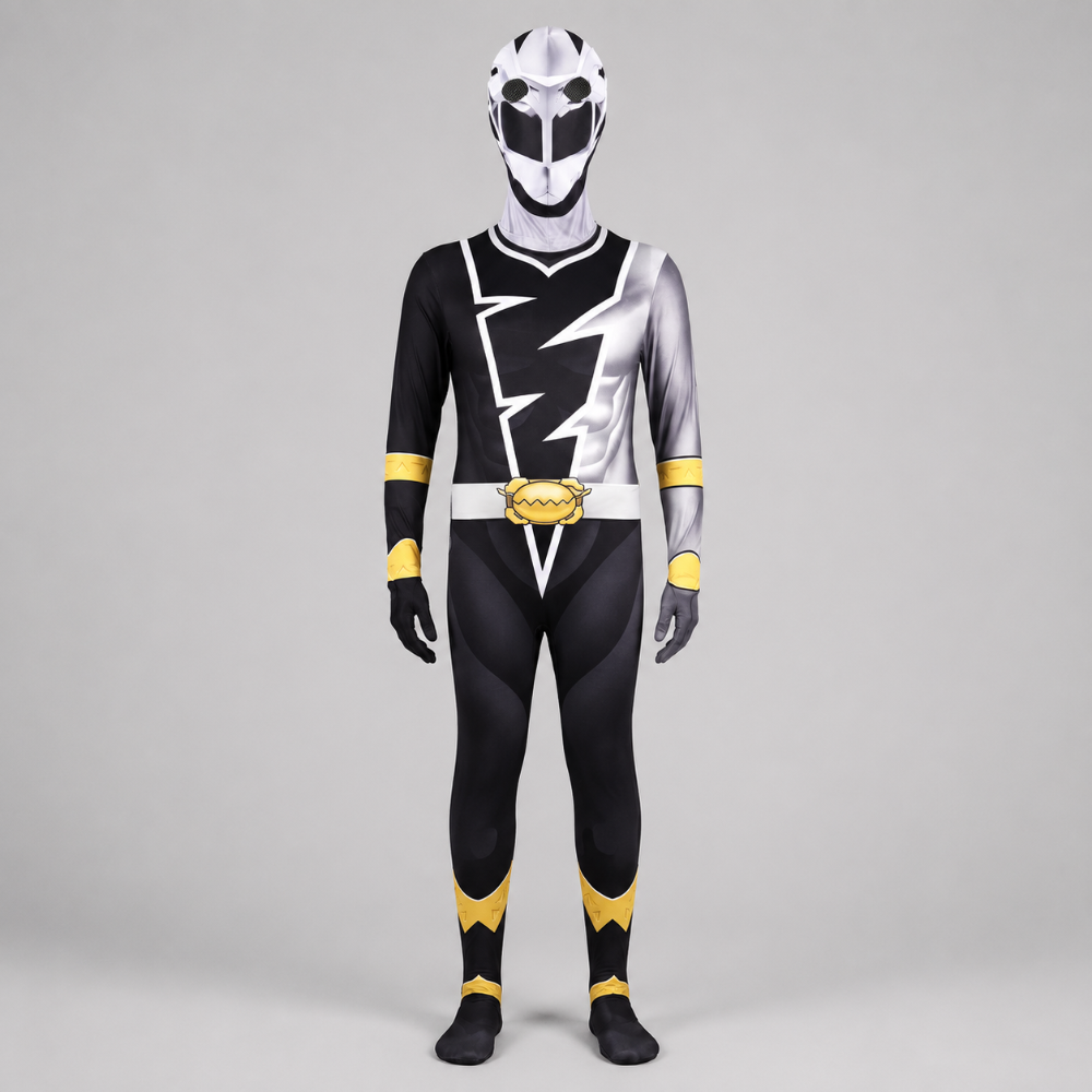 Kids Superhero Costume Jumpsuit with Lightning Bolt Chest Halloween Dress Up