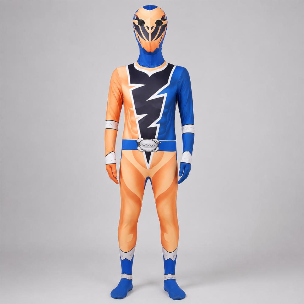 Kids Superhero Costume Jumpsuit with Lightning Bolt Chest Halloween Dress Up