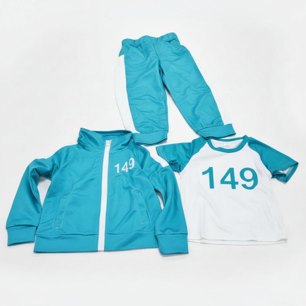 Kids Tracksuit Costume Three Piece Set Numbers Side Stripes Halloween