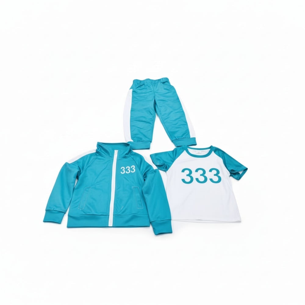 Kids Tracksuit Costume Three Piece Set Numbers Side Stripes Halloween