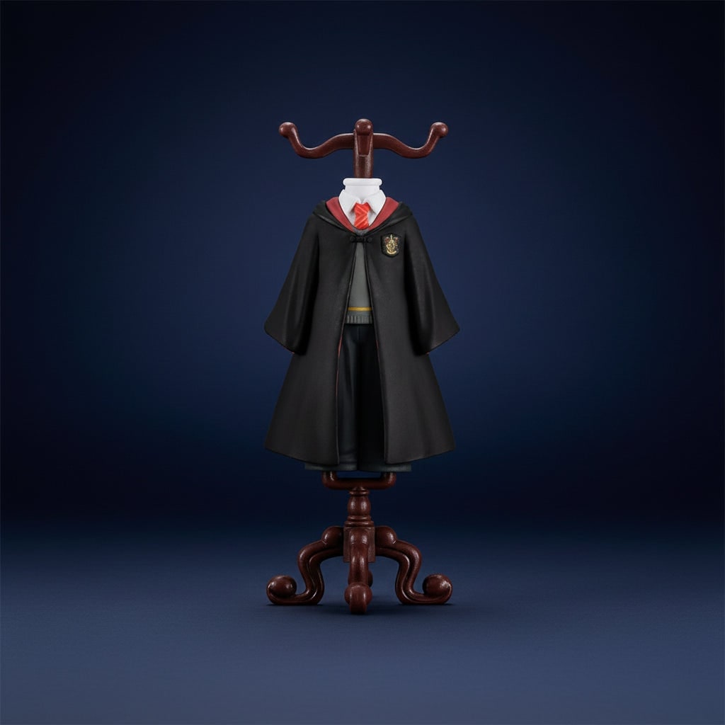 Wizard Collectible Figurine with School Uniform Robe and Display Stand