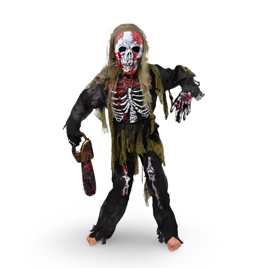 Kids Zombie Skeleton Costume with Mask and Gloves Halloween Party