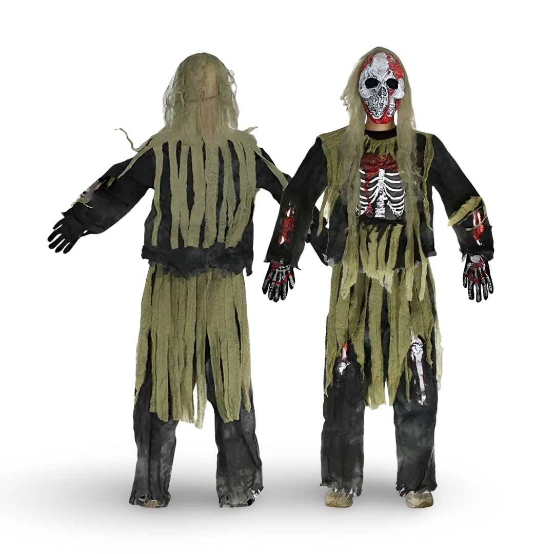 Kids Zombie Skeleton Costume with Mask and Gloves Halloween Party