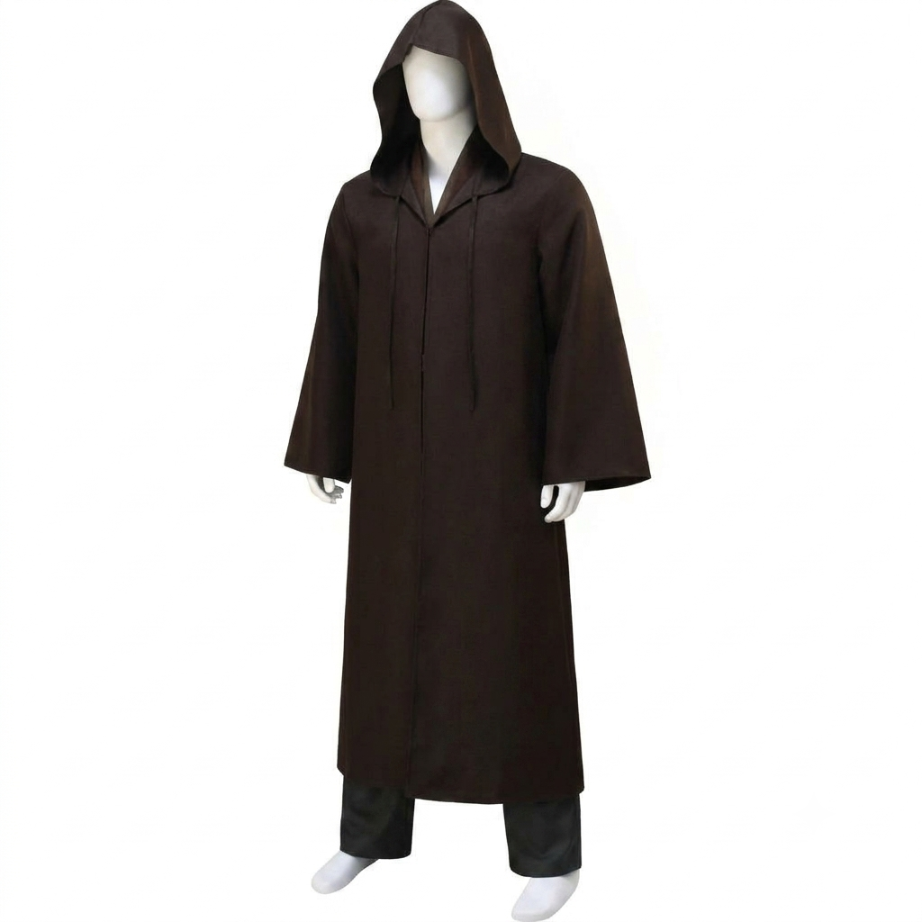 Mens Jedi Cosplay Costume Hooded Robe Tunic Pants Belt Set Adults Halloween
