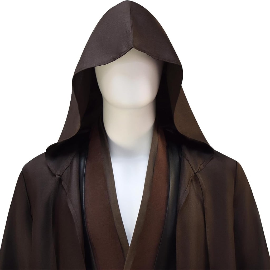 Mens Jedi Cosplay Costume Hooded Robe Tunic Pants Belt Set Adults Halloween