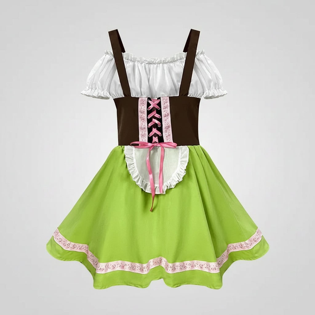 Mens Oktoberfest Costume Lederhosen Dirndl Suspenders Lace Up Corset Bodice Halloween
