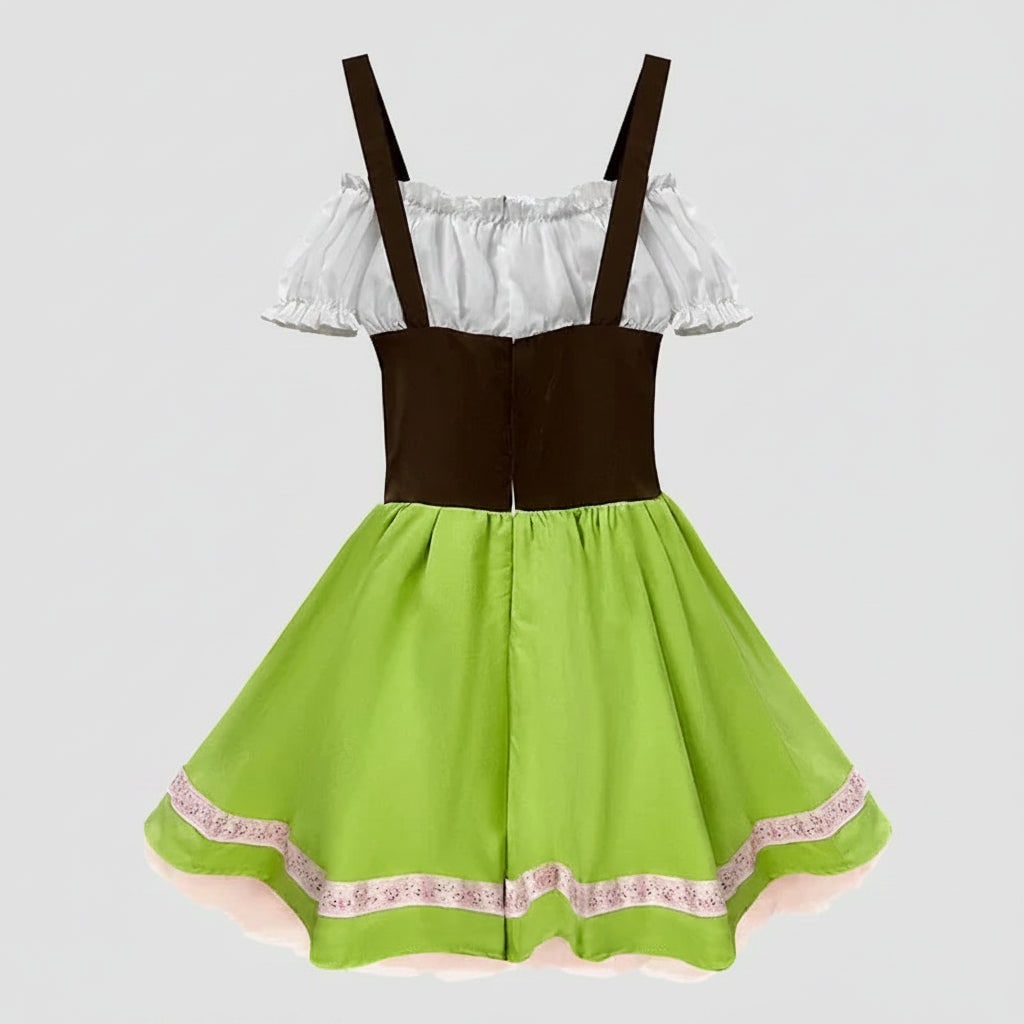Mens Oktoberfest Costume Lederhosen Dirndl Suspenders Lace Up Corset Bodice Halloween