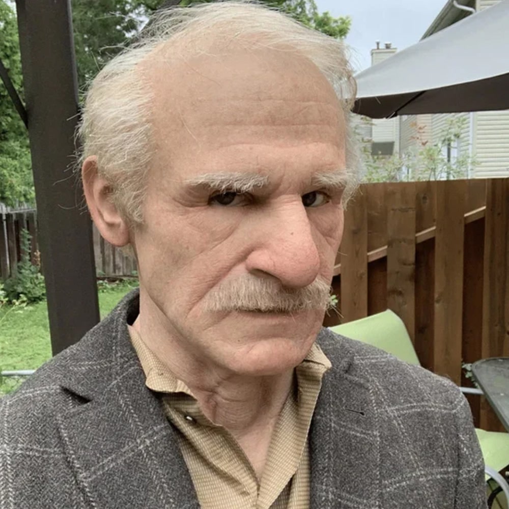 Mens Realistic Silicone Old Man Mask Facial Hair Chest Bib Halloween
